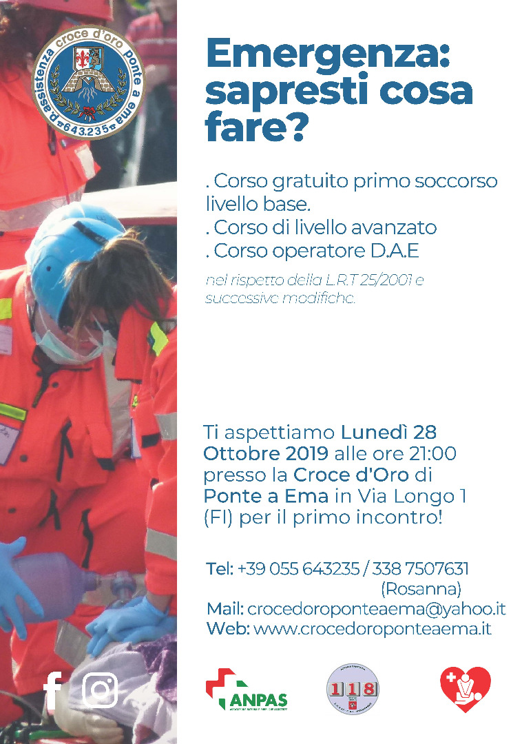 CORSO DI FORMAZIONE GRATUITO  PER SOCCORRITORI SANITARI VOLONTARI 